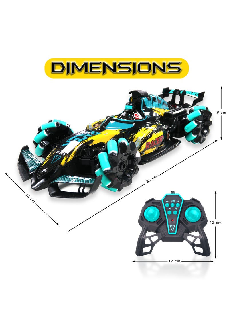 Jinou - Remote Control Car - Made with Premium Quality plastic with high power 4WD Dual Motor – Kids toys Car with Remote Control and Smart Watch Gesture Control with Finger (Yellow and Blue) - Image 1