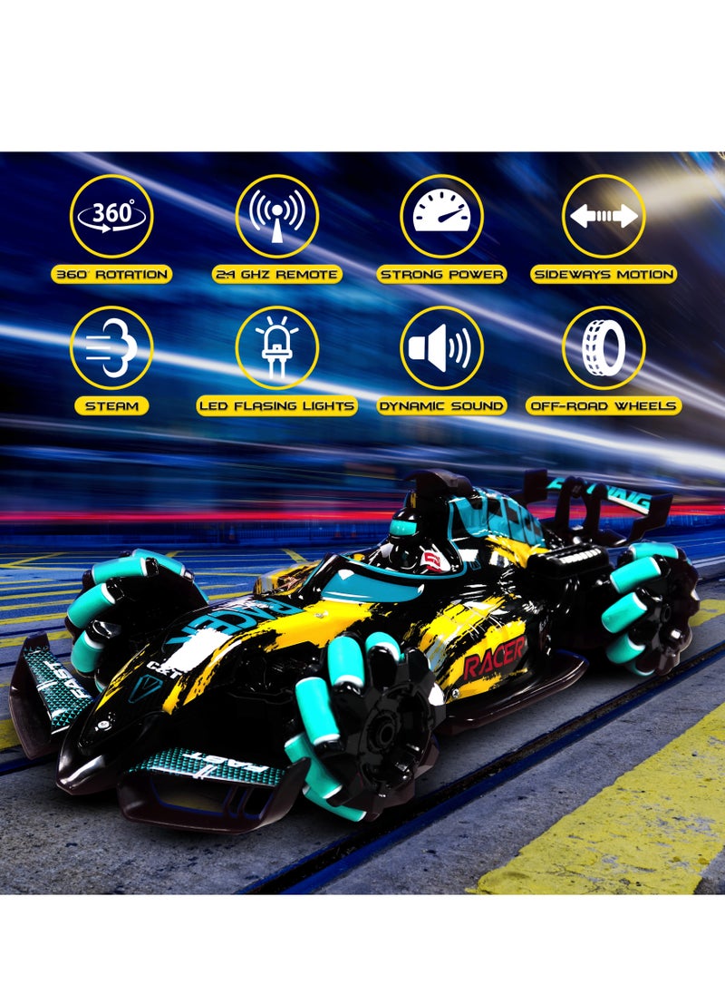 Jinou - Remote Control Car - Made with Premium Quality plastic with high power 4WD Dual Motor – Kids toys Car with Remote Control and Smart Watch Gesture Control with Finger (Yellow and Blue) - Image 1
