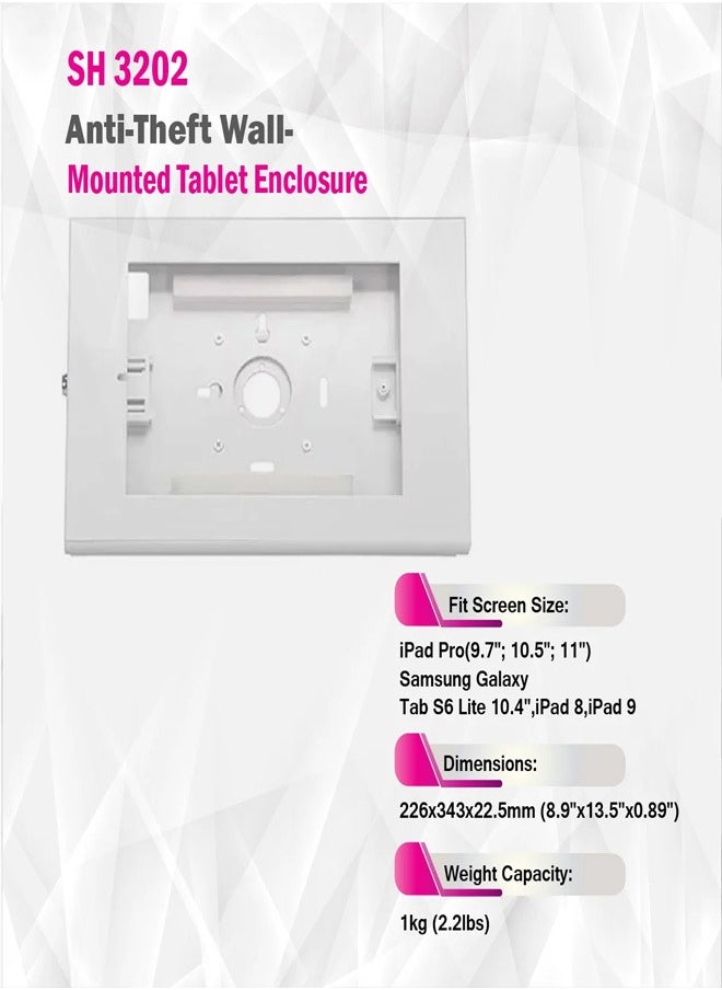 Skill Tech SH 3202 Anti-Theft Tablet Mount Enclosure for 9.7"-11" Tablets, 1kg Load Capacity – Black  - Image 4