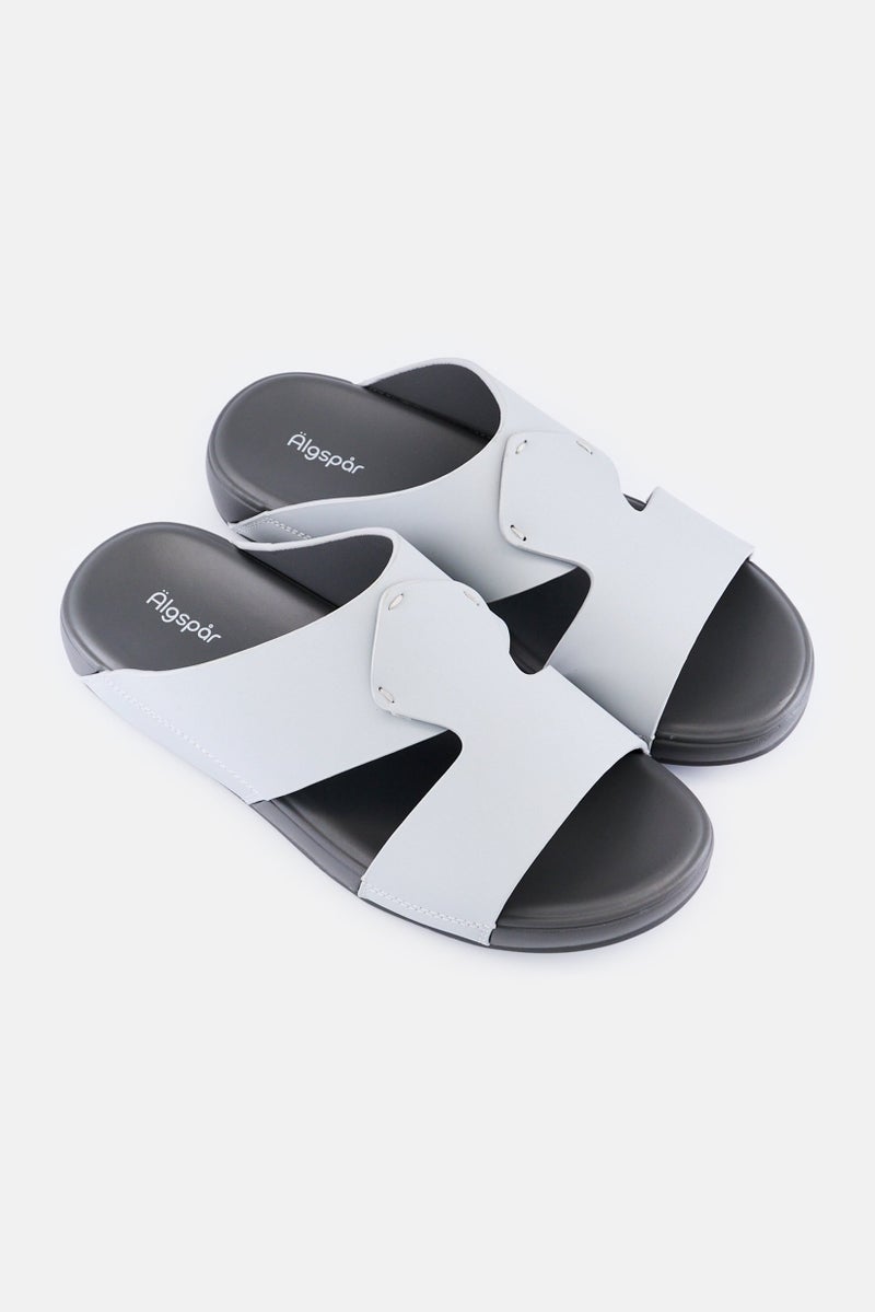 Algspar Men Slip On Arabic Sandals, Light Grey - Image 2
