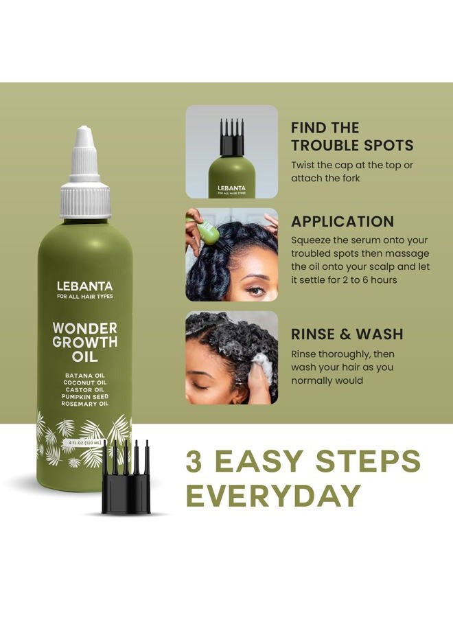 Lebanta Batana Oil For Hair Growth - 100% Pure, Raw & Natural Blend With Organic Castor, Pumpkin Seed, Coconut and Rosemary Oil - Thicker, Stronger Hair For Men & Women Scalp (1 Pack) - Image 4