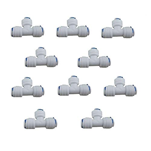 Liimevvon Lemoy Liimevvon 10x 1/4 inch Tee 3 Way Tube Quick Connect Push Fit RO Water Reverse Osmosis System - Image 1