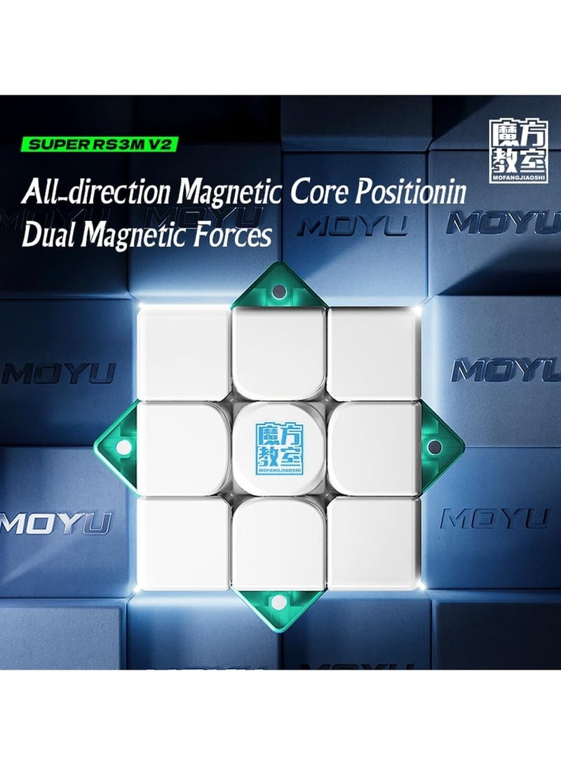 Willking Moyu Super RS3M V2 2023 مكعب سرعة مغناطيسي 3x3 مطلي بالأشعة فوق البنفسجية (ملابس سحرية) moyu Super RS3 M V2 Professional 3x3 بدون ملصقات مغناطيسية مطورة من... - Image 3