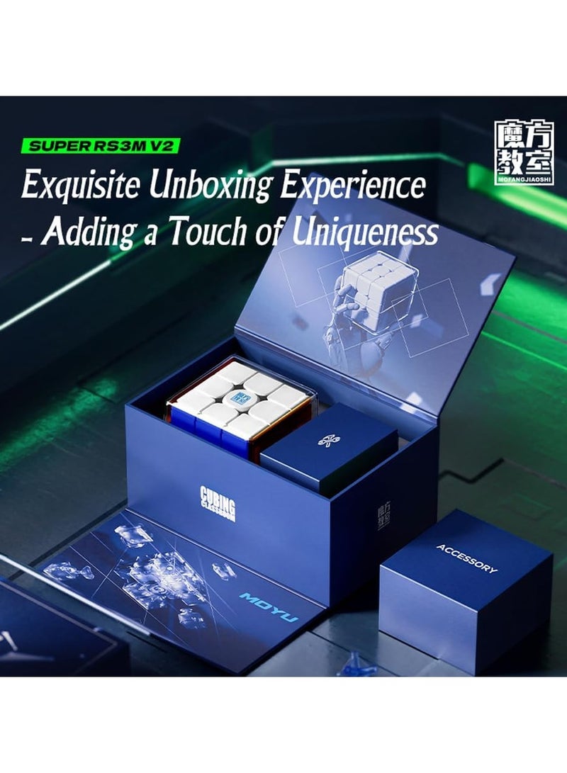 Willking Moyu Super RS3M V2 2023 مكعب سرعة مغناطيسي 3x3 مطلي بالأشعة فوق البنفسجية (ملابس سحرية) moyu Super RS3 M V2 Professional 3x3 بدون ملصقات مغناطيسية مطورة من... - Image 5
