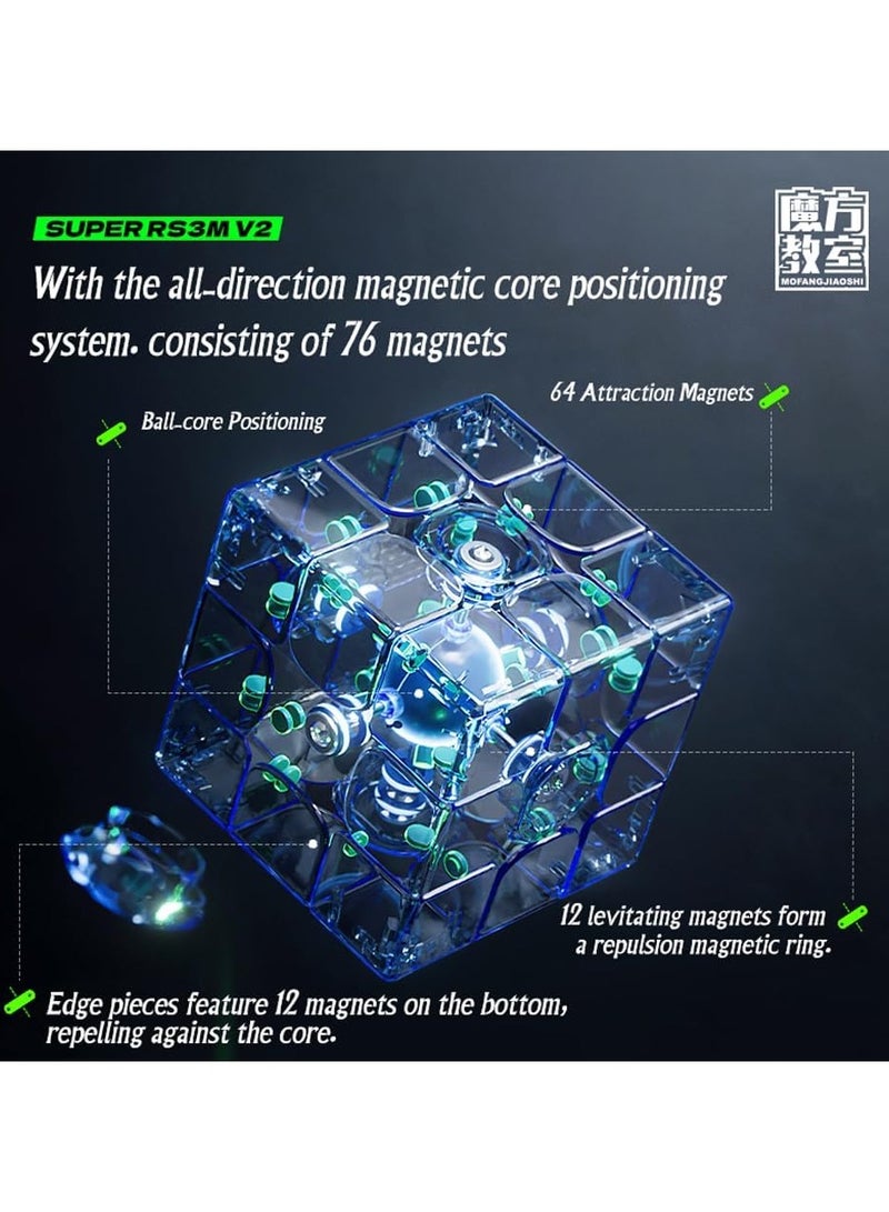 Willking Moyu Super RS3M V2 2023 مكعب سرعة مغناطيسي 3x3 مطلي بالأشعة فوق البنفسجية (ملابس سحرية) moyu Super RS3 M V2 Professional 3x3 بدون ملصقات مغناطيسية مطورة من... - Image 4