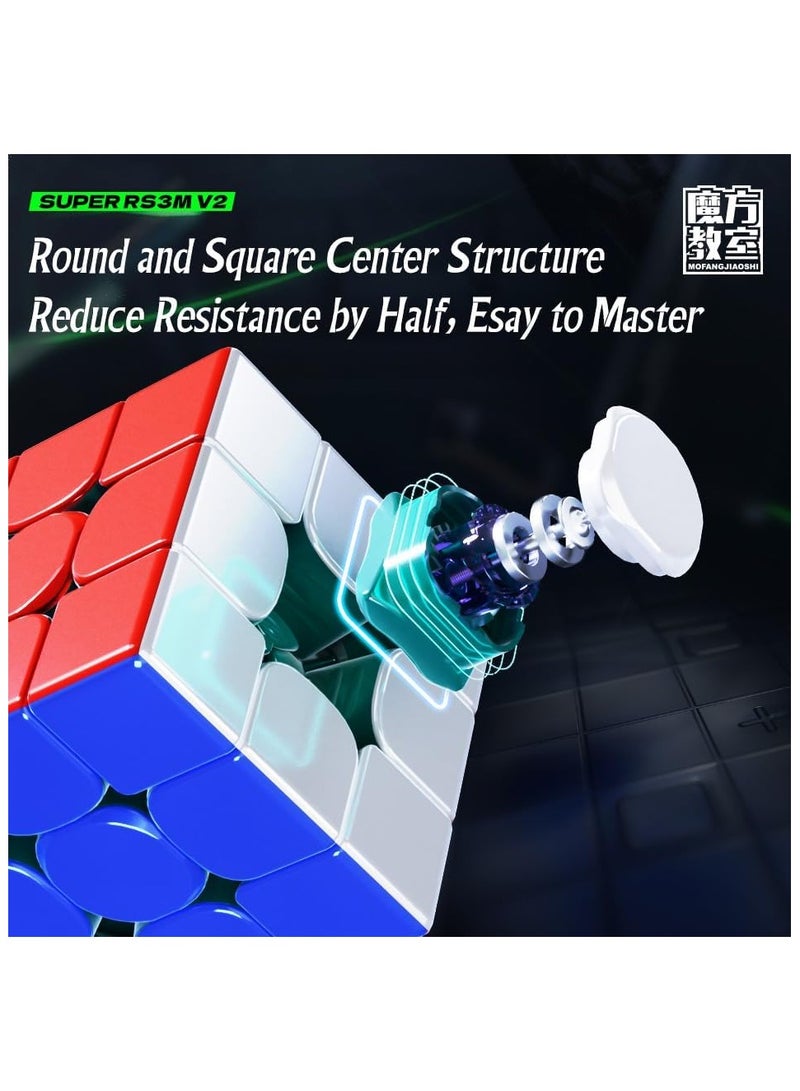 Willking Moyu Super RS3M V2 2023 مكعب سرعة مغناطيسي 3x3 مطلي بالأشعة فوق البنفسجية (ملابس سحرية) moyu Super RS3 M V2 Professional 3x3 بدون ملصقات مغناطيسية مطورة من... - Image 2