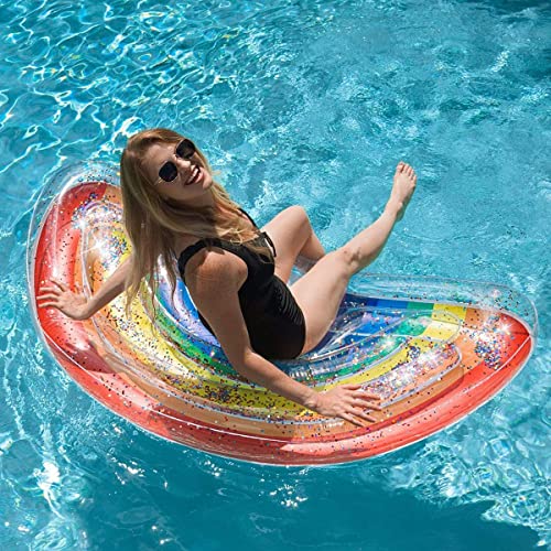 Poolcandy Ride-On 72 in. Classic Rainbow Giant Half Island Inflatable Pool Float - 1 Each - Image 4