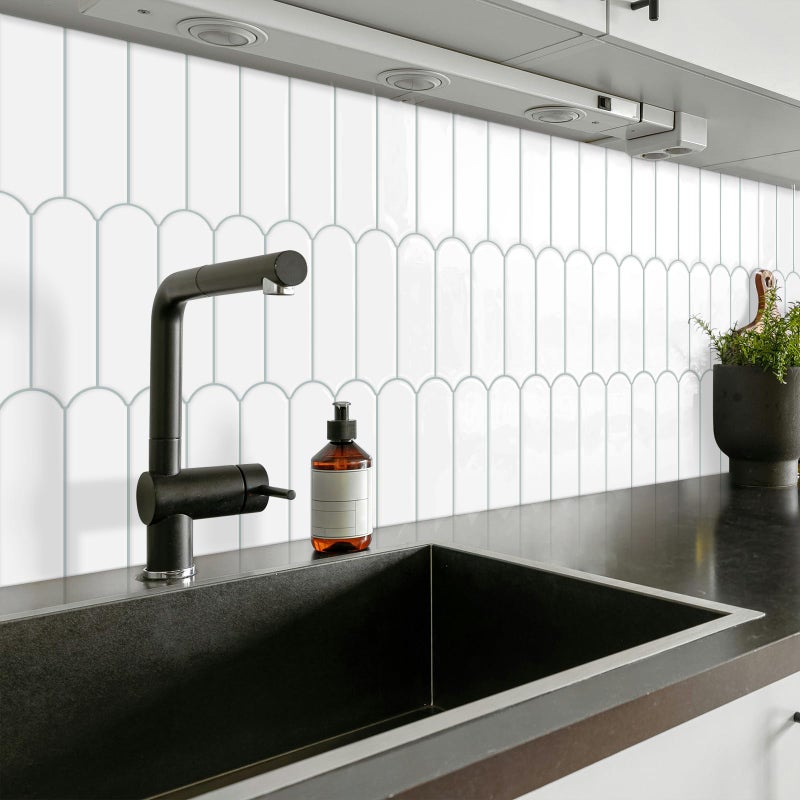 Tiwoos White Kitchen Backsplash Tile Peel and Stick Self Adhesive Tiles for Kitchen Wall (10-Sheet,12"x12") - Image 5