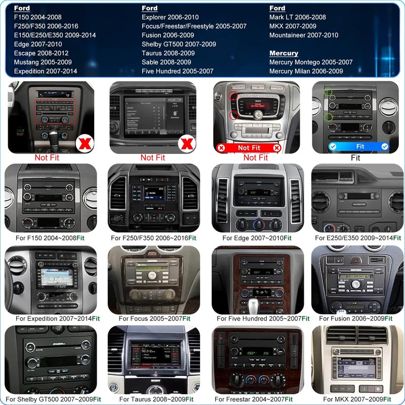 Aitrenlu Car Radio For Ford F150 F-150 2004-2008, F250 /F350 2006-2016, E150/E250/E350 2009-2014,Shelby GT500 2007-2009, Fusion Edge Expedition Explorer Taurus Touch Screen Stereo, Wireless Carplay Back Camera - Image 2