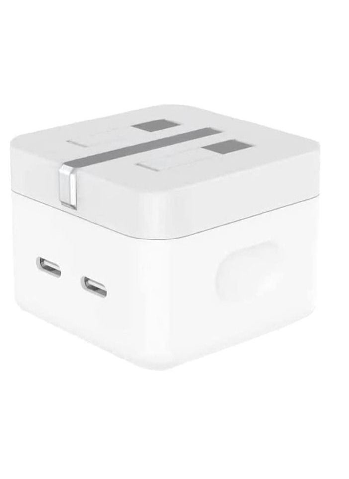 ELTRAZONE - Original 35W USB-C Power Adapter For iPhone 14 13 12 11 Pro Max 14 Plus XS XR XS Max iPad Pro Macbook Dual Type C Port PD Fast Charging UK Plug Wall Charger - Image 1