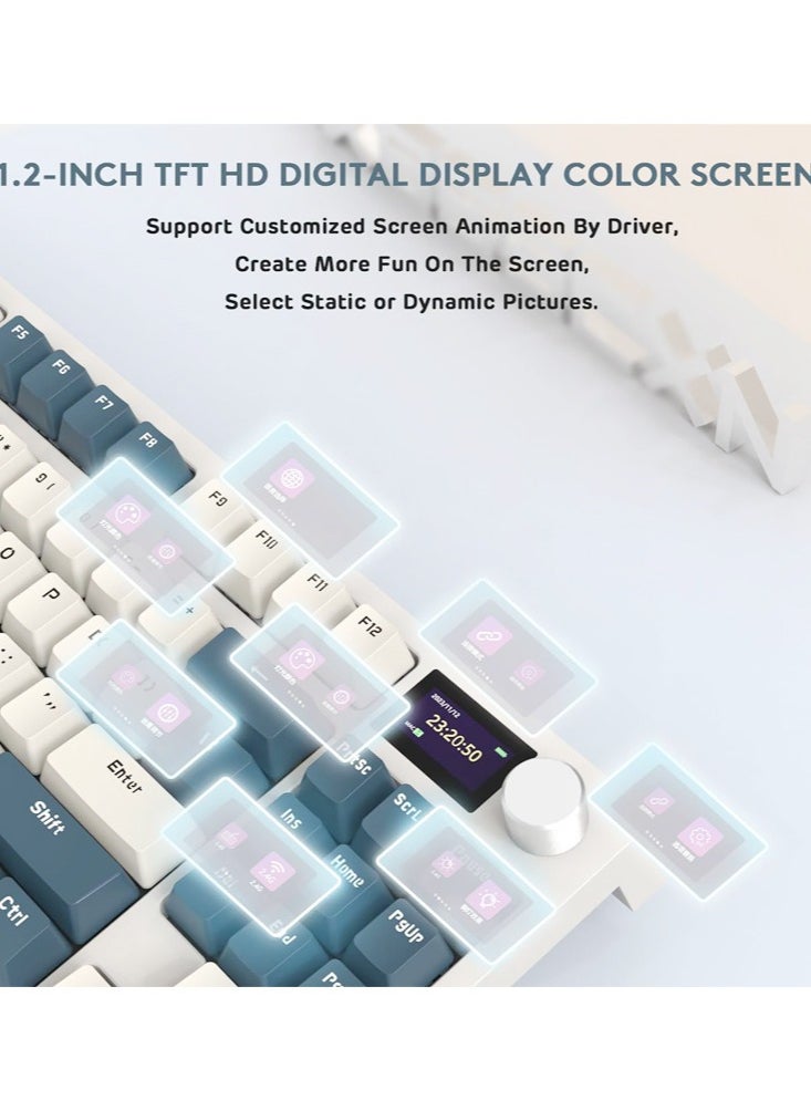 لوحة مفاتيح ميكانيكية لاسلكية K86 RGB، وضع ثلاثي بلوتوث/2.4 جيجاهرتز/سلكية، 87 مفتاحًا، لوحة مفاتيح ألعاب قابلة للتبديل السريع، بطارية 4000 مللي أمبير، شاشة OLED عالية الدقة 1.2 بوصة، زر دوار للتحكم في مستوى الصوت للألعاب والعمل - pzsku/ZFECDA236A16A0256D5DAZ/45/_/1723515859/f0412dc3-c76d-458d-9f1a-283f4fdcef36