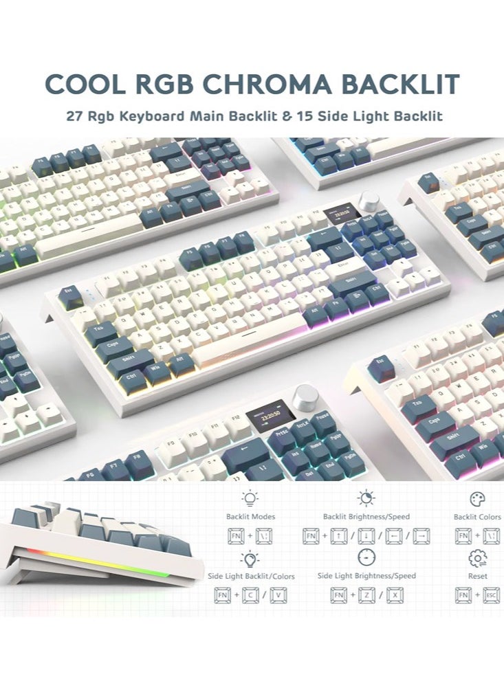 لوحة مفاتيح ميكانيكية لاسلكية K86 RGB، وضع ثلاثي بلوتوث/2.4 جيجاهرتز/سلكية، 87 مفتاحًا، لوحة مفاتيح ألعاب قابلة للتبديل السريع، بطارية 4000 مللي أمبير، شاشة OLED عالية الدقة 1.2 بوصة، زر دوار للتحكم في مستوى الصوت للألعاب والعمل - pzsku/ZFECDA236A16A0256D5DAZ/45/_/1723516007/88655a95-2f04-4d65-9e10-ee352a662324