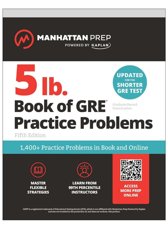 كتاب "5 lb." لتدريبات اختبار GRE: أكثر من 1400 مسألة تدريبية (في الكتاب وعبر الإنترنت) - إصدار Manhattan Prep