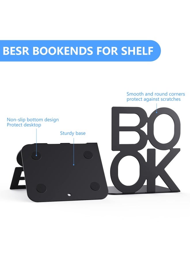Generic Shikaman Book Ends - Decorative Metal Book Ends Supports For Bookrack Desk Books Unique Appearance Design Heavy Duty - Image 4