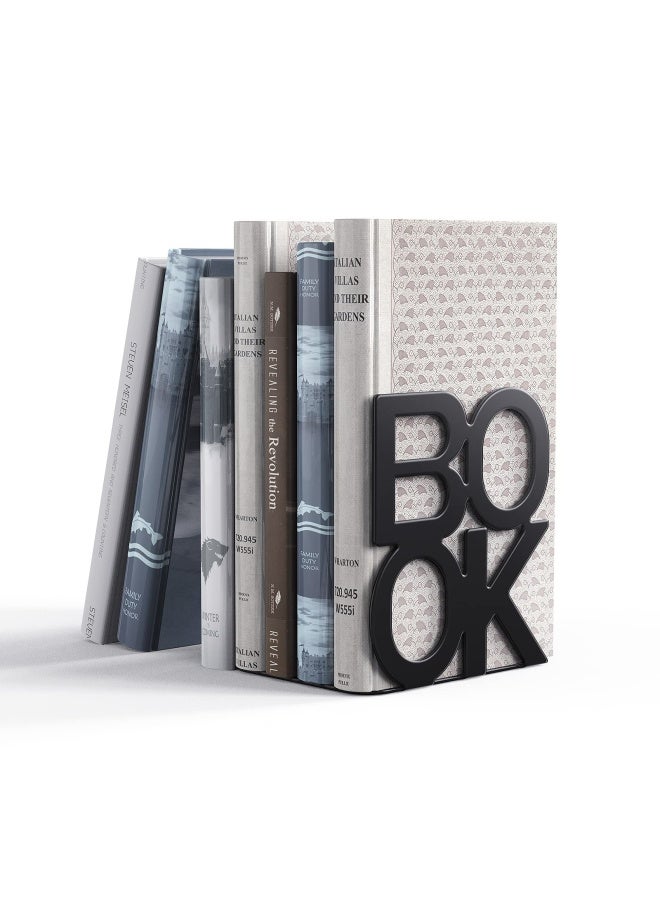 Generic Shikaman Book Ends - Decorative Metal Book Ends Supports For Bookrack Desk Books Unique Appearance Design Heavy Duty - Image 1