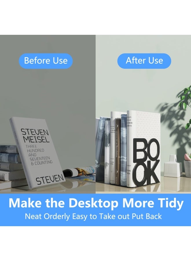Generic Shikaman Book Ends - Decorative Metal Book Ends Supports For Bookrack Desk Books Unique Appearance Design Heavy Duty - Image 3