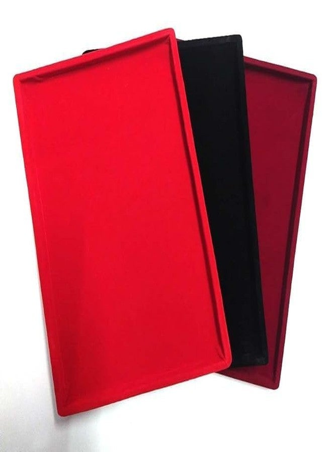 SENTONI jewellery Display Organizer 14 * 10 Inch Pack of 3 pcs Tray Velvet Beading Tray (black-maroon-red-combo, 14 * 10 size) - Image 1
