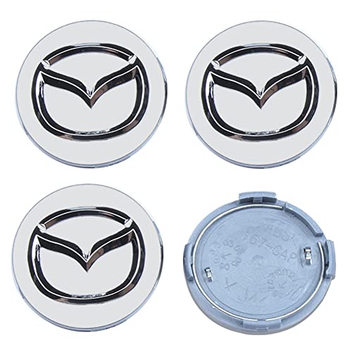Thcbme 4PCS Wheel Center Caps for Mazda CX5 CX7 CX8 M6 MX5 RX7 RX8 A8 CX9 X MX 56mm22 Car Wheel Hub Caps ABS Rim Center Hub Cover Silver - Image 1