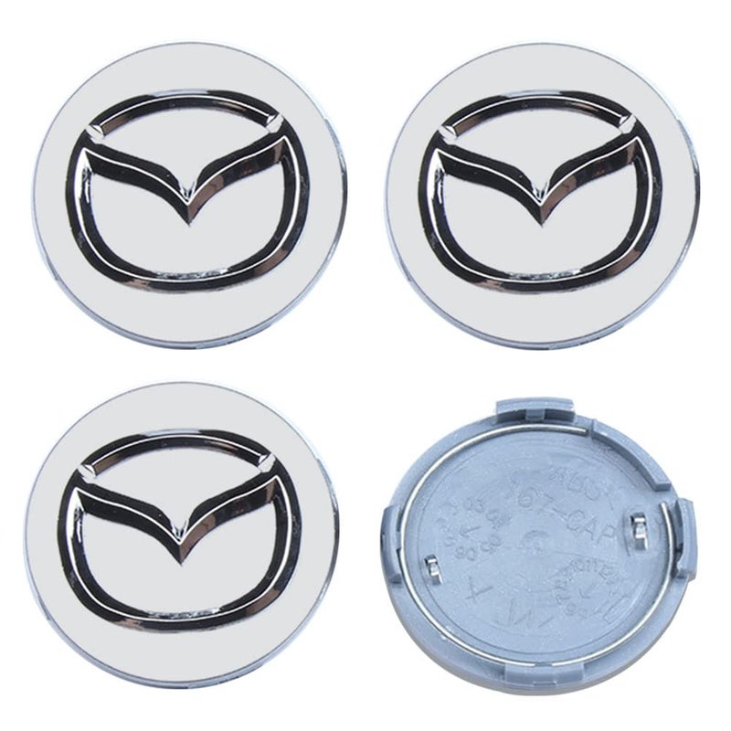 Thcbme 4PCS Wheel Center Caps for Mazda CX5 CX7 CX8 M6 MX5 RX7 RX8 A8 CX9 X MX 56mm22 Car Wheel Hub Caps ABS Rim Center Hub Cover Silver - Image 3