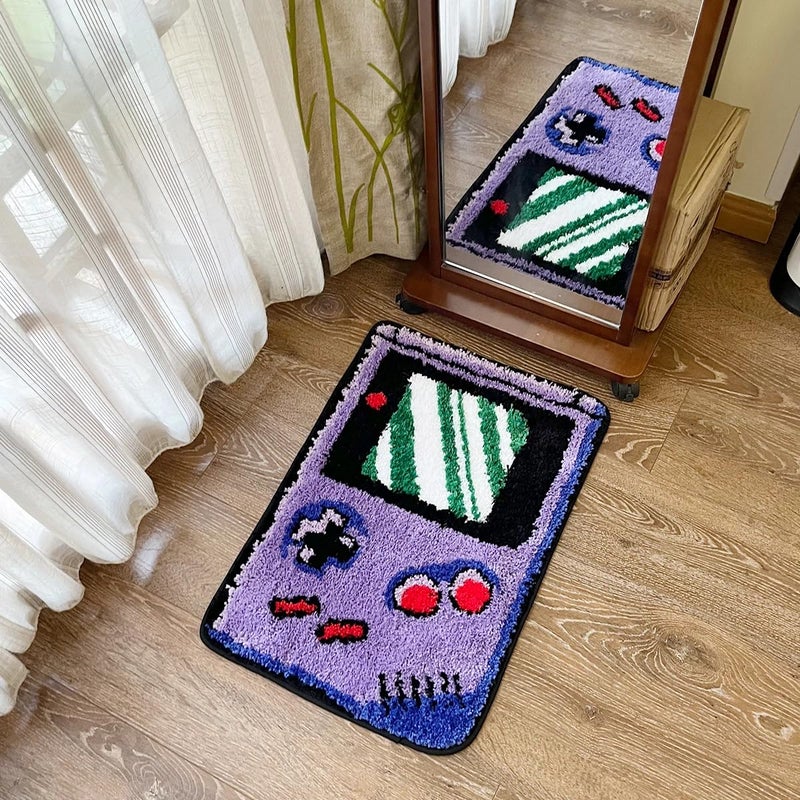 LAKEA Purple Games Console Tufted Rug Funny Childhood Memories Rug Cute Flocking Carpet Floor Pad Anti Slip Doormat Aesthetic Home Pad (23.6X15.7 Inch) - Image 2