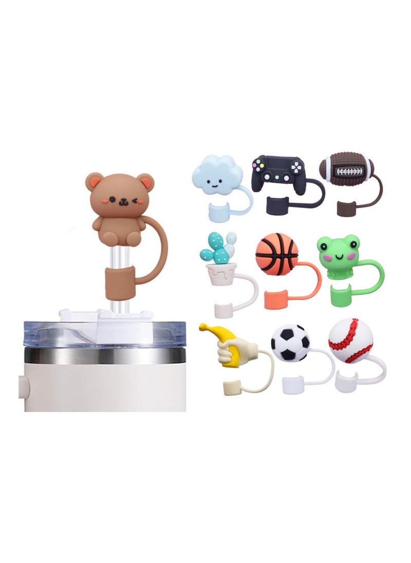 ECVV ECVV 10Pcs Straw Cover Cap for Stanley Cup Cute Silicone Straw Lids, Reusable Dust-Proof Straw Topper for Stanley Tumbler Accessories, 10mm  - Image 1