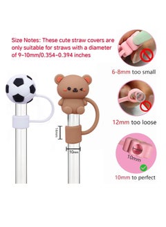 ECVV ECVV 10Pcs Straw Cover Cap for Stanley Cup Cute Silicone Straw Lids, Reusable Dust-Proof Straw Topper for Stanley Tumbler Accessories, 10mm  - Image 4