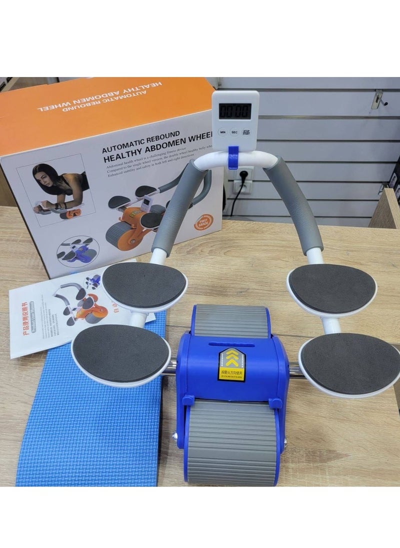 Ab Roller Auto Recoil Addominal Roller With 4 Elbow Support Knee Pads, Ab Scooter With Mobile Phone Holder, Abdominal Core Exercise Equipment For Workout