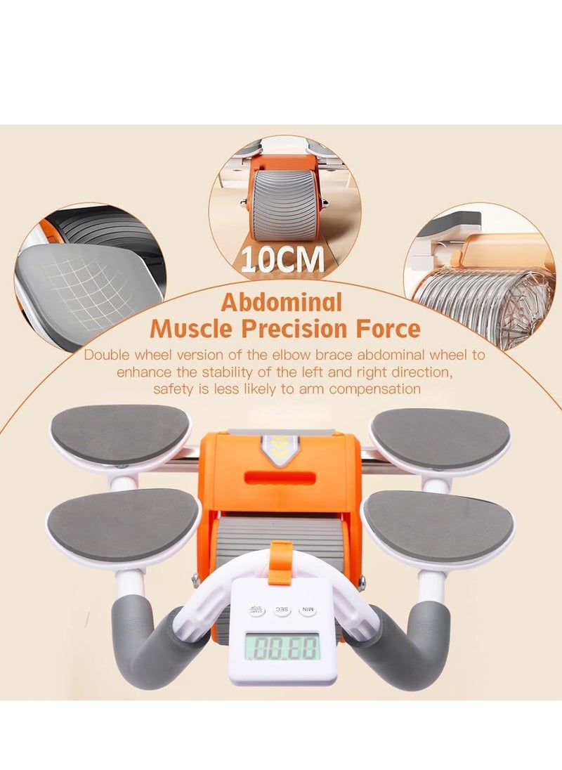 Ab Roller Auto Recoil Addominal Roller With 4 Elbow Support Knee Pads, Ab Scooter With Mobile Phone Holder, Abdominal Core Exercise Equipment For Workout