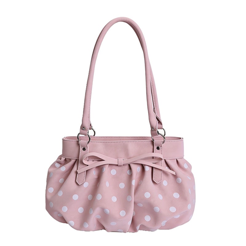 Women's PU Leather Shopper Tote Bag with Polka Dot - Image 5
