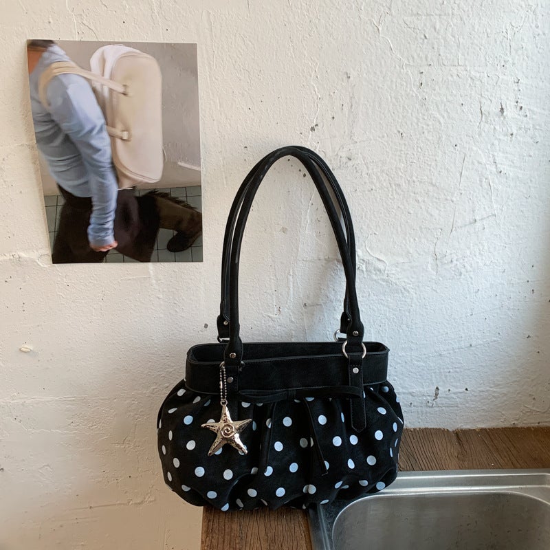 Women's PU Leather Shopper Tote Bag with Polka Dot - Image 4
