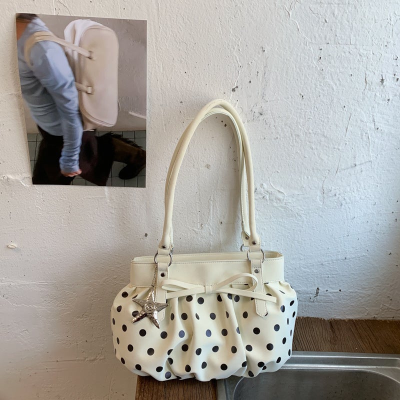 Women's PU Leather Shopper Tote Bag with Polka Dot - Image 2