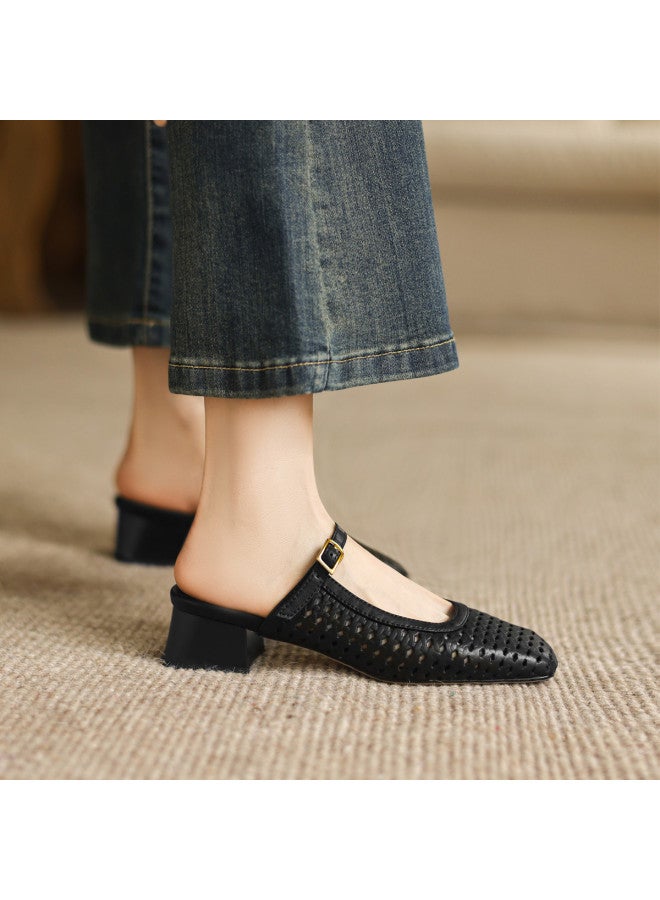Amo Minimalist Hollow-out Slippers outdoor Wearable 2025 Summer Single Strap Mori Girl Mule Sandals elegant Casual Slides - Image 5