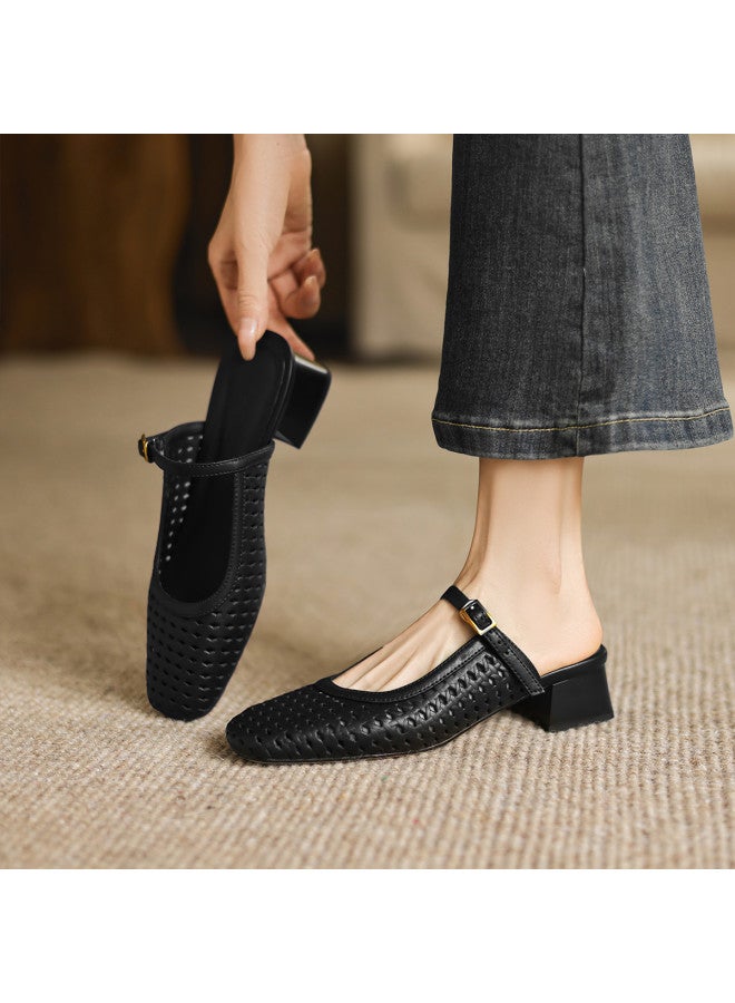 Amo Minimalist Hollow-out Slippers outdoor Wearable 2025 Summer Single Strap Mori Girl Mule Sandals elegant Casual Slides - Image 2