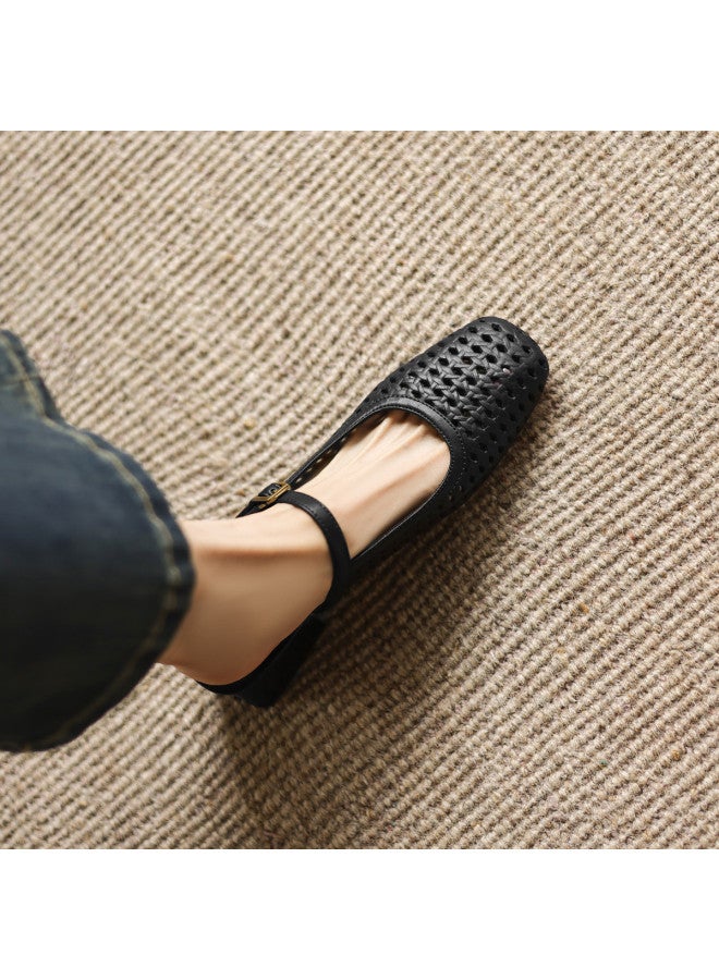 Amo Minimalist Hollow-out Slippers outdoor Wearable 2025 Summer Single Strap Mori Girl Mule Sandals elegant Casual Slides - Image 3