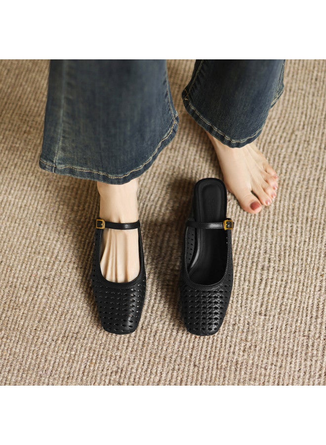 Amo Minimalist Hollow-out Slippers outdoor Wearable 2025 Summer Single Strap Mori Girl Mule Sandals elegant Casual Slides - Image 4