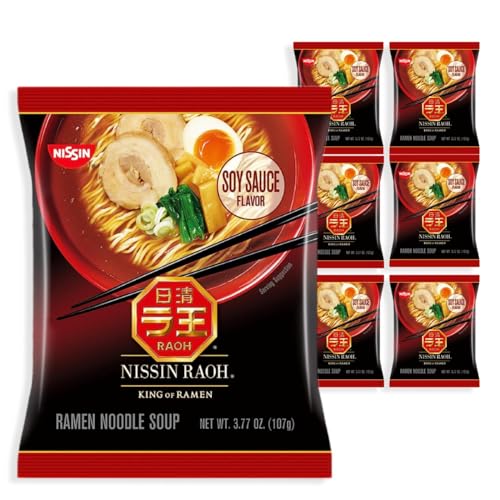 Nissin RAOH Ramen Noodle Soup, Soy Sauce, 3.77 Ounce (Pack of 6) - Image 1
