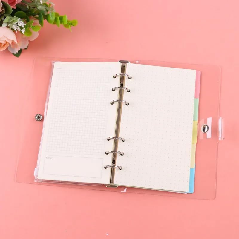 SWOPPERRY Korean Stationery Mini Transparent 3-Hole Binder Spiral Diary Notebook – Cute Kawaii Portable Journal Notebook Agenda for Girls & Students (80+ Pages) (DRESS UP) - Image 1