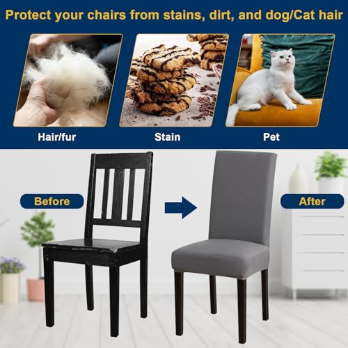 Fafua Chair Covers, Stretch Kitchen Dining Room Chair Covers Set of 6, Removable Washable Dining Chair Slipcovers for Home, Hotel, Banquet - Image 3