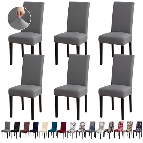 Fafua Chair Covers, Stretch Kitchen Dining Room Chair Covers Set of 6, Removable Washable Dining Chair Slipcovers for Home, Hotel, Banquet - Image 1