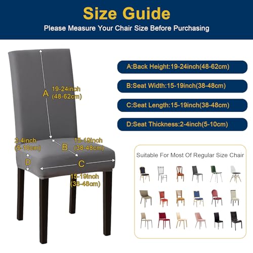 Fafua Chair Covers, Stretch Kitchen Dining Room Chair Covers Set of 6, Removable Washable Dining Chair Slipcovers for Home, Hotel, Banquet - Image 4