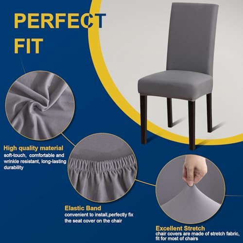 Fafua Chair Covers, Stretch Kitchen Dining Room Chair Covers Set of 6, Removable Washable Dining Chair Slipcovers for Home, Hotel, Banquet - Image 2