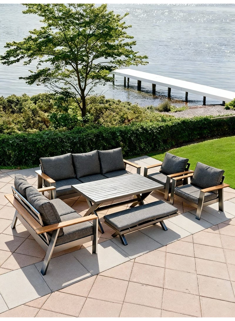 Broyhome 7-Seater Aluminum Outdoor Sofa Set with High Table & Bench -Weather-Resistant Patio Furniture for Gardens, Balconies &Poolside - Image 2