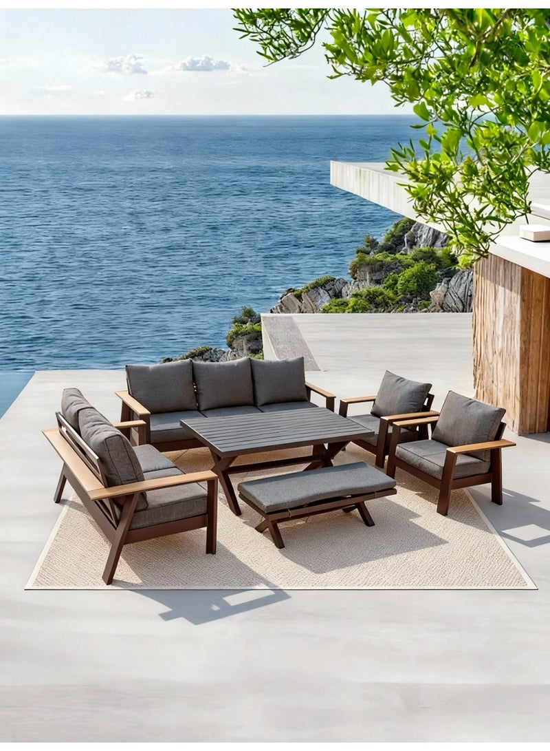 Broyhome 7-Seater Aluminum Outdoor Sofa Set with High Table & Bench -Weather-Resistant Patio Furniture for Gardens, Balconies &Poolside - Image 3