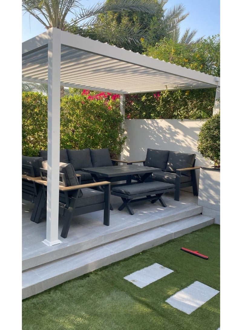 Broyhome 7-Seater Aluminum Outdoor Sofa Set with High Table & Bench -Weather-Resistant Patio Furniture for Gardens, Balconies &Poolside - Image 4
