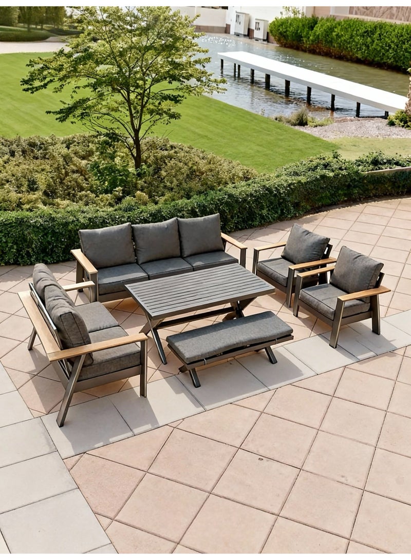 Broyhome 7-Seater Aluminum Outdoor Sofa Set with High Table & Bench -Weather-Resistant Patio Furniture for Gardens, Balconies &Poolside - Image 5