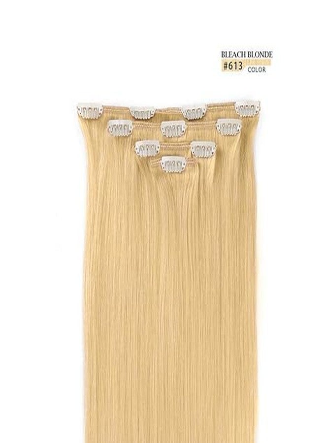 Winsky 16" Clip in Hair Extensions Real Human Hair for Women - Silky Straight Bleach Blonde Remy Hair Extensions Clip on 55grams 4pieces #613 Color - Image 2