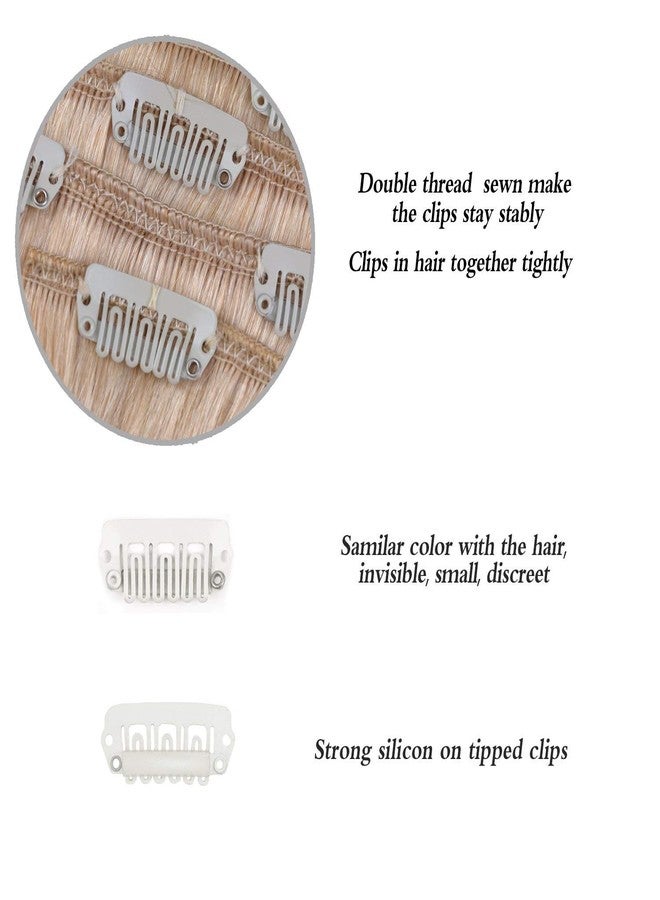 Winsky 16" Clip in Hair Extensions Real Human Hair for Women - Silky Straight Bleach Blonde Remy Hair Extensions Clip on 55grams 4pieces #613 Color - Image 4