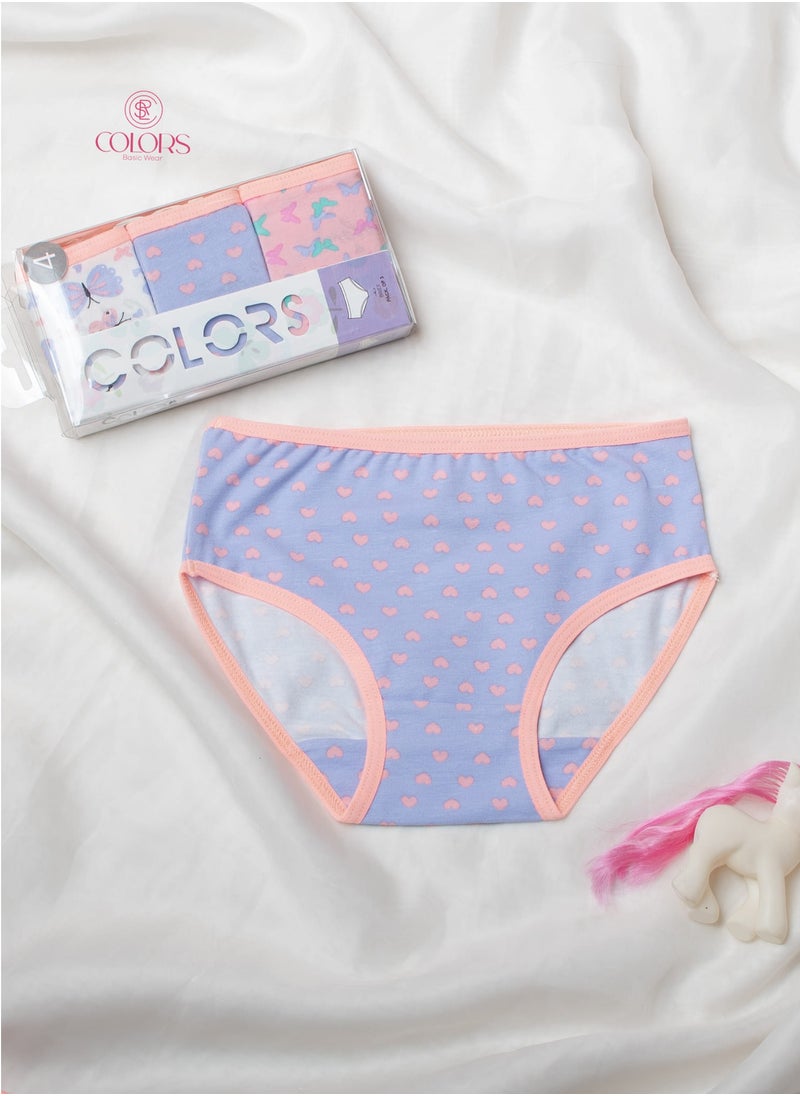 COLORS Pack of 3 Cotton Brief Panties Underwear for Girls  - Image 5