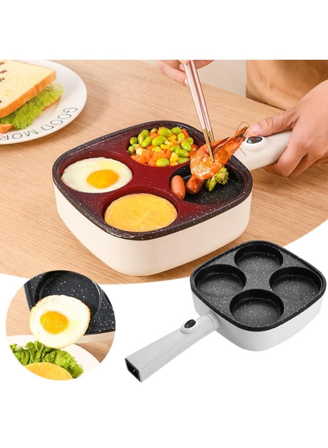 Electric Granite Coated Square Pan 700W – 4 Cavity Non-Stick Breakfast Skillet for Omelette, Eggs & Pancakes – Multi-Purpose Electric Cooker for Home, Dorm & Small Kitchen Cooking - Image 1