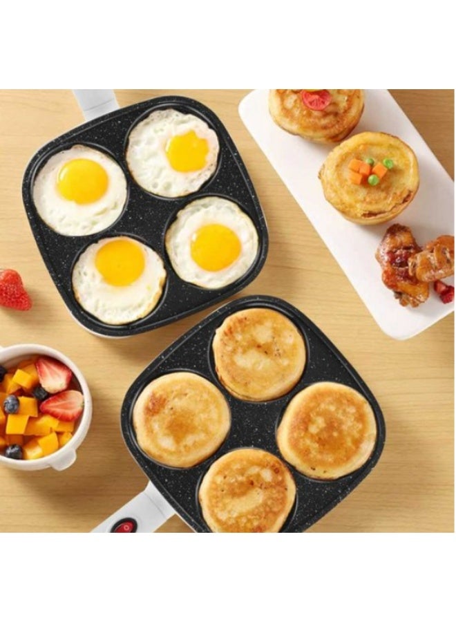 Electric Granite Coated Square Pan 700W – 4 Cavity Non-Stick Breakfast Skillet for Omelette, Eggs & Pancakes – Multi-Purpose Electric Cooker for Home, Dorm & Small Kitchen Cooking - Image 5